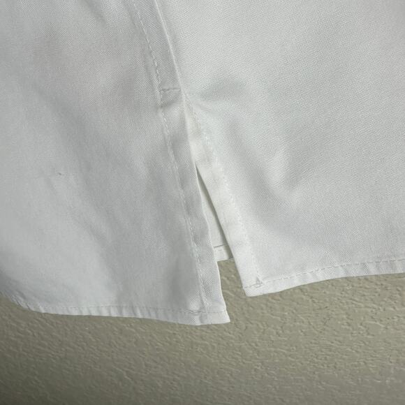 Foxcroft White Non Iron Button Shirt 14 Pleated Embroidered Cotton Blouse - Picture 4 of 8